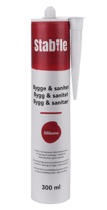 Bygge & Sanitet silikonefugemasse hvid 300 ml - Stabile